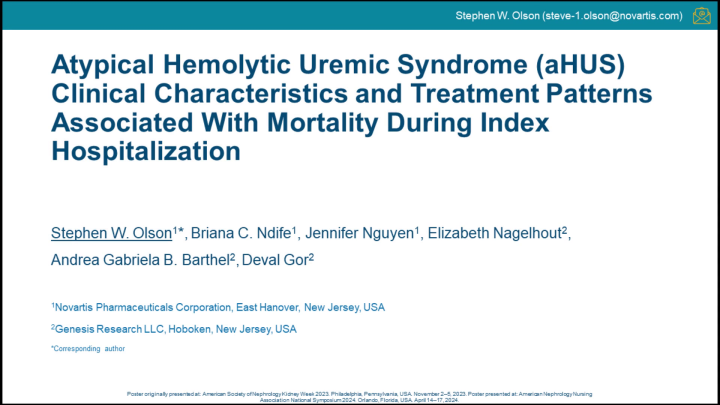 Atypical Hemolytic Uremic Syndrome AHUS Clinical Characteristics And