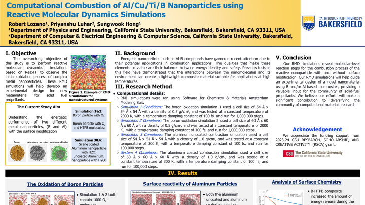 Computational combustion of Al/Cu/Ti/B nanoparticles using 