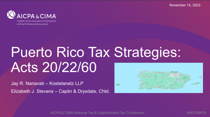 Puerto Rico Tax Strategies: Acts 20/22/60 - American Institute Of CPAs