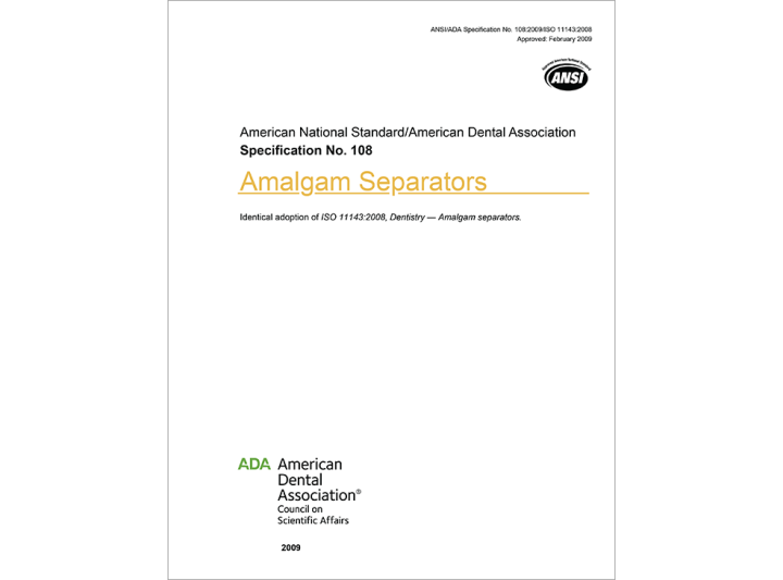 ANSI/ADA Standard No. 108 for Amalgam Separators EBOOK American