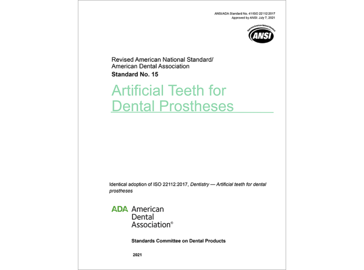 ANSI/ADA Standard No. 15 for Artificial Teeth for Dental Prostheses - E ...