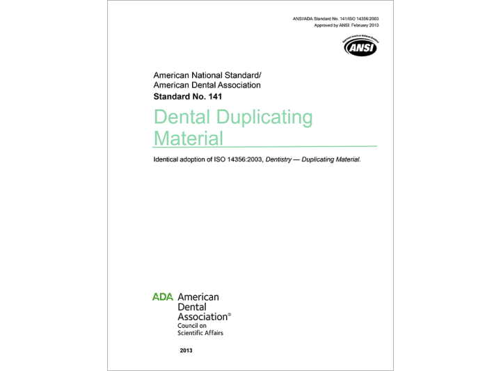 ANSI/ADA Standard No. 141 for Dental Duplicating Material EBOOKS American Dental Association