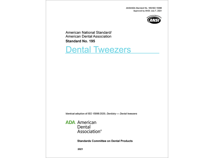 ADA 1952021 ANSI/ADA Standard No. 195 Dental Tweezers EBOOK American Dental Association