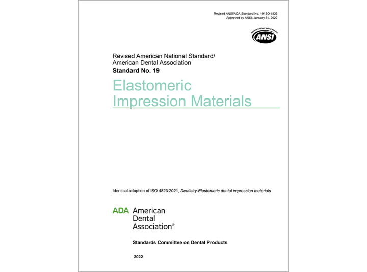 ANSI/ADA Standard No. 19 for Elastomeric Impression and Bite