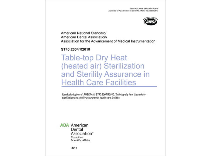 ANSI/ADA/AAMI ST40Tabletop dry heat sterilization and sterility