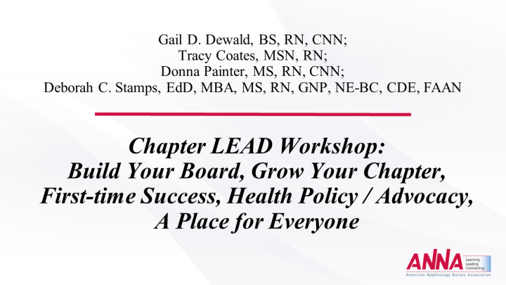 Chapter LEAD Workshop: Build Your Board, Grow Your Chapter, First-time ...