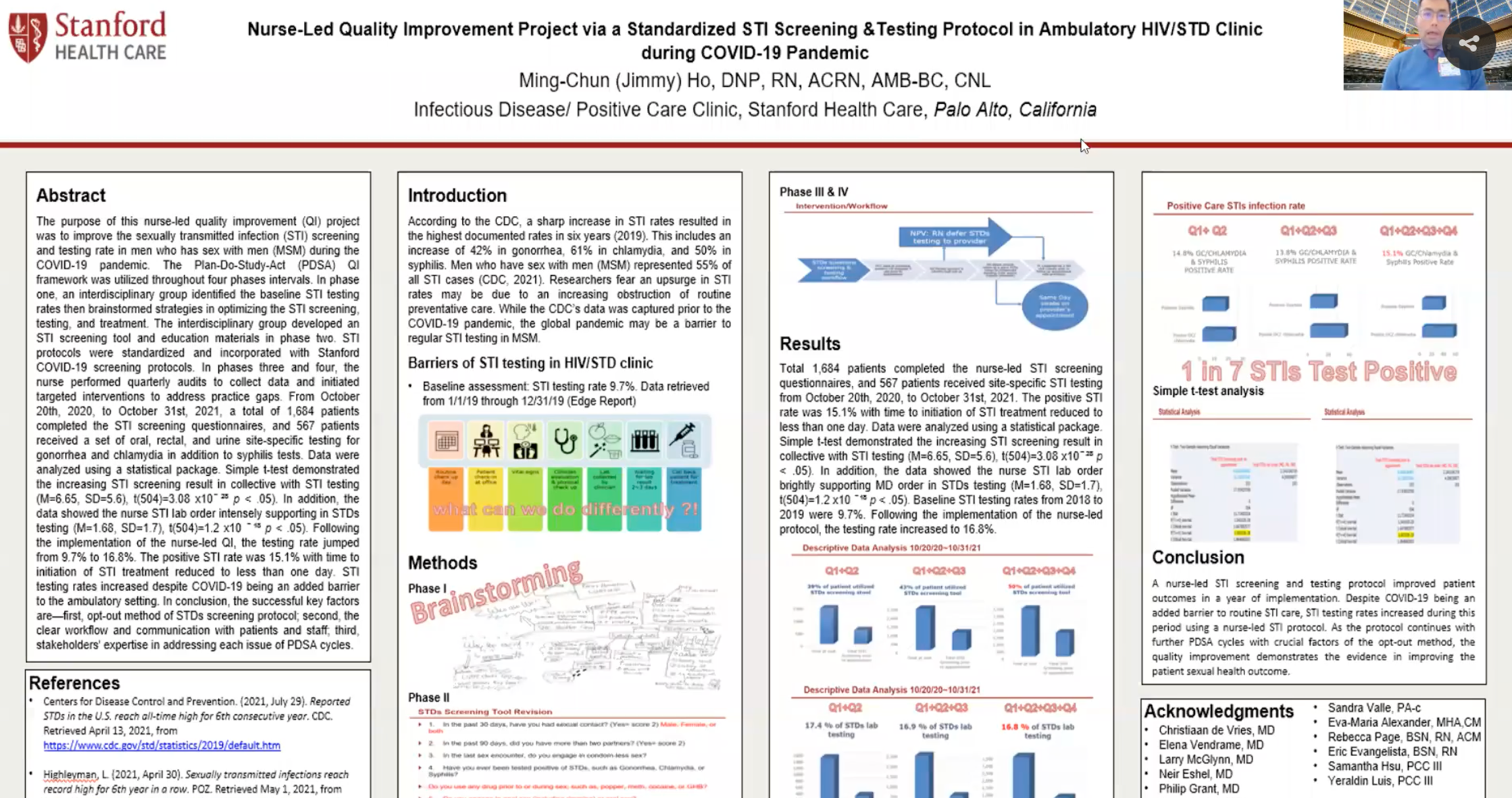 Nurse Led Quality Improvement Project via a Standardized STI Screening and Testing Protocol in Ambulatory Care HIV STD Clinic during COVID 19 Pandemic Preview