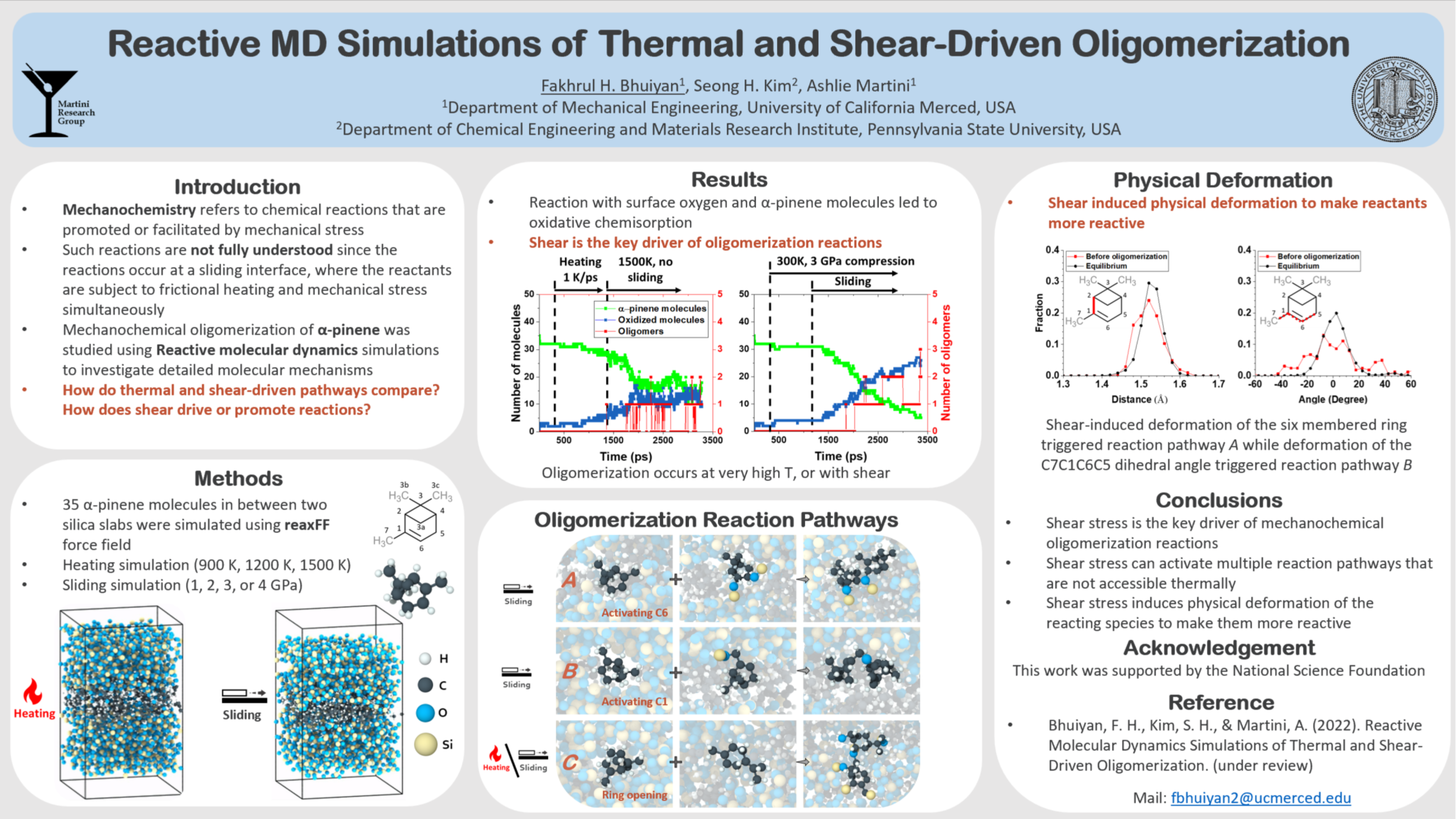 Reactive molecular dynamics simulations of thermal and shear driven ...