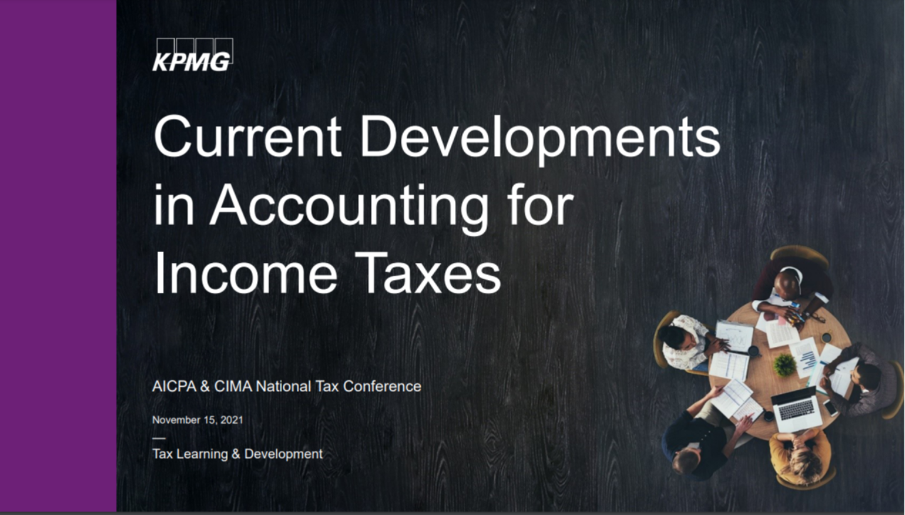 Current Developments in Accounting for Income Taxes American