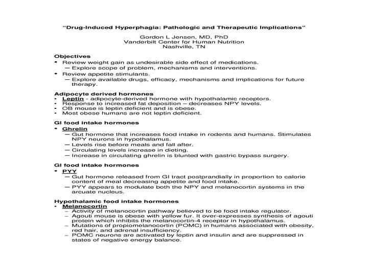 Drug-Induced Hyperphagia - American Society for Parenteral and Enteral ...