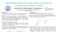 Formulation chemistry in the circular economy era: a unifying eco ...