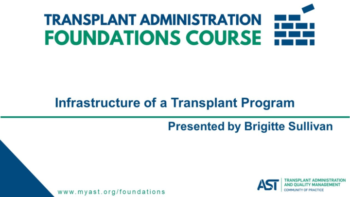 Infrastructure of a Transplant Program - American Society of ...