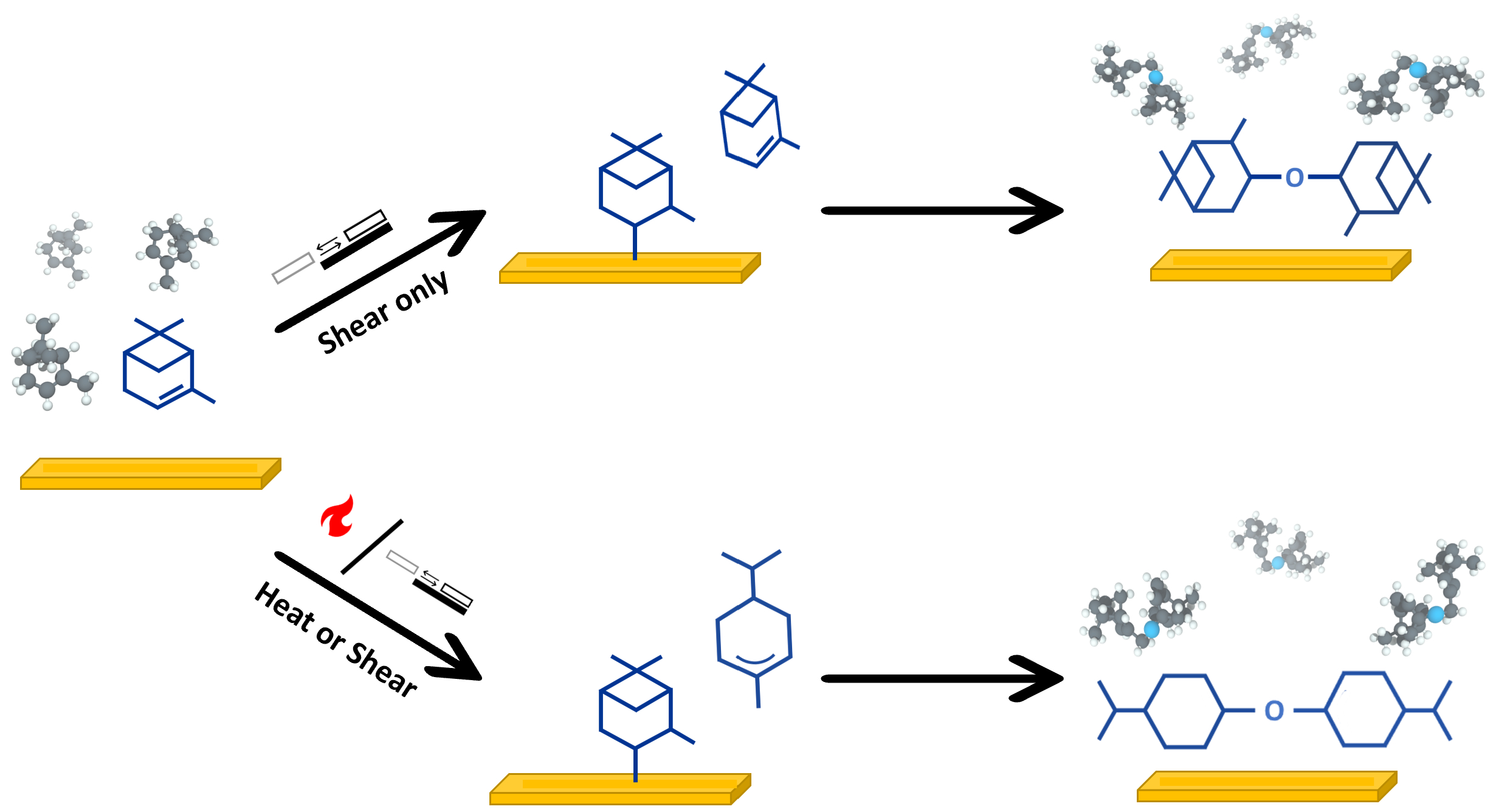 Reactive molecular dynamics simulations of thermal and shear driven ...