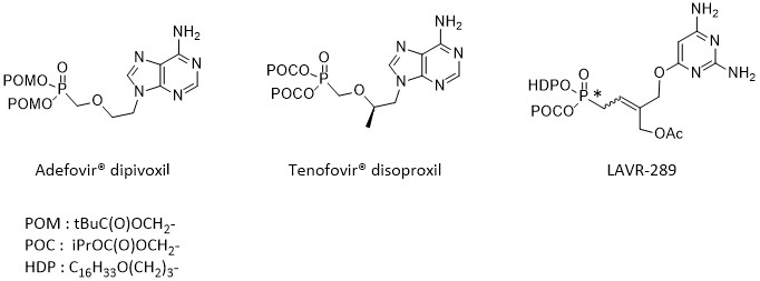 Structures of Adefovir® dipivoxil, Tenofovir® disoproxil and LAVR-289